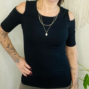 Chic Black Cold Shoulder Top